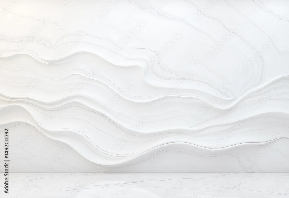 Obraz premium Abstract white marble wave texture, luxurious interior design background, curve, clean