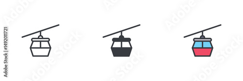 Cable car different style icon set