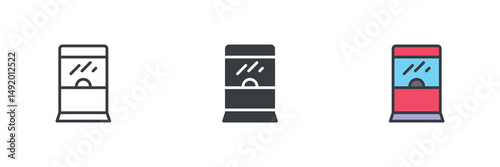 Ticket vending machine different style icon set