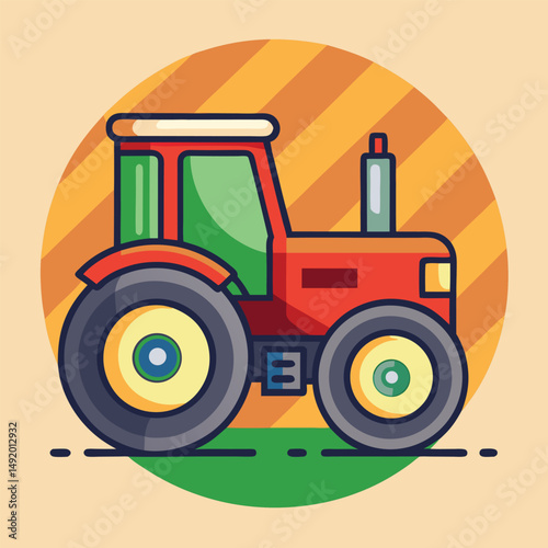 Tractor Clipart Vector Illustration – Farm Equipment Icon for Agriculture Design

