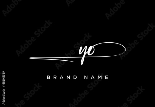 YO letter beauty handwriting vector logo.