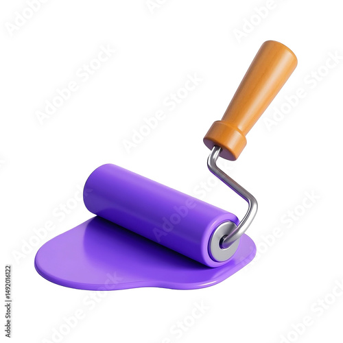 Wallpaper Mural Purple paint roller, wooden paint roller handle plastic style icons 3d rende.png file Torontodigital.ca