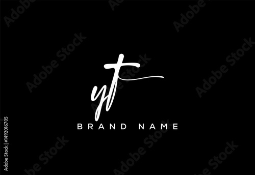 YT letter beauty handwriting vector logo.