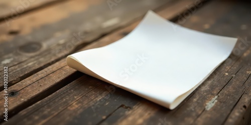 Blank Square Paper on Rustic Wooden Surface, Ideal for Design Mockups and Branding Presentations