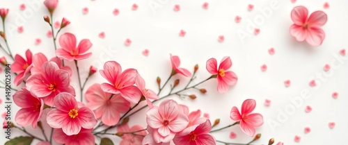 Delicate pink & red ditsy floral pattern on white Elegant retro style, perfect for fashion, fashion, small