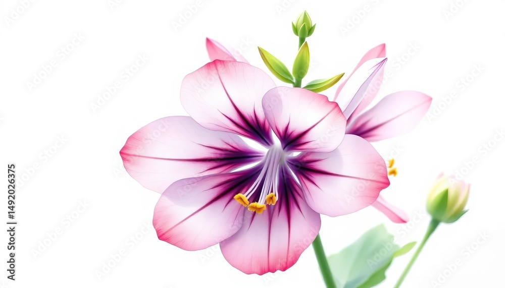 Fototapeta premium Delicate chibi columbine, watercolor style, isolated on white , watercolor, flower