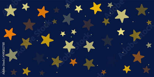 Seamless pattern cute baby pattern with yellow stars on blue background doodle style hand drawn pattern. Pattern for wrapping paper, textile, for kids clothes and notebook cover