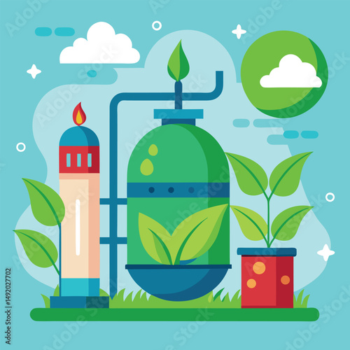Biogas Clipart Vector Art and Illustration – Renewable Energy Graphic Element

