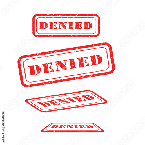 Red Denied Stamp Set – Grunge Style Rubber Stamp Collection