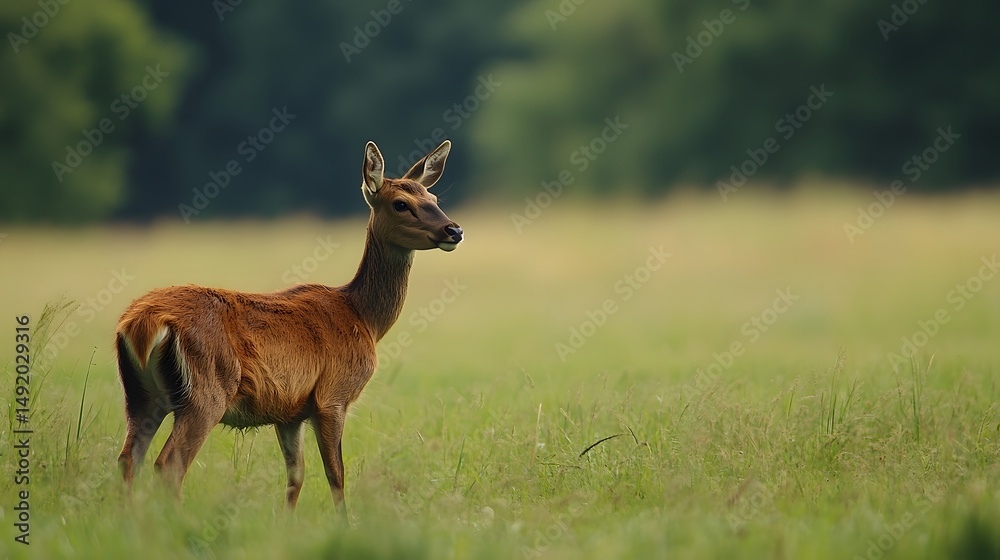 Fototapeta premium Wildlife grazing peacefully on an open grassland