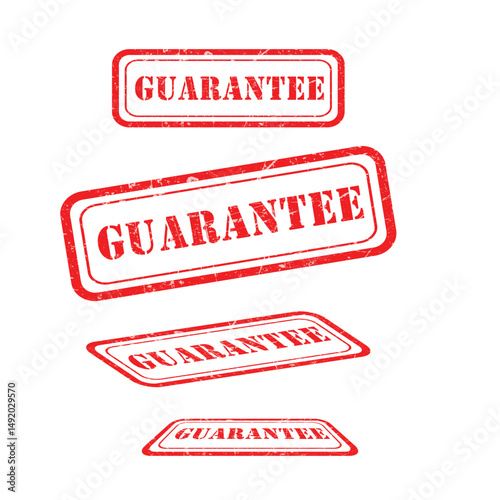 Red Guarantee Rubber Stamp Set – Vintage Authentic Grunge Mark