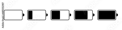 Battery icon symbol set. Charge level set