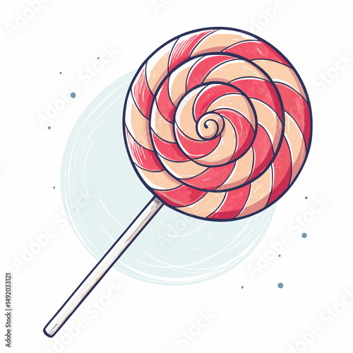 Create a vector illustration of a bold-stroked lollipop candy, featuring a single, prominent swirl design.  High resolution, clean lines.
