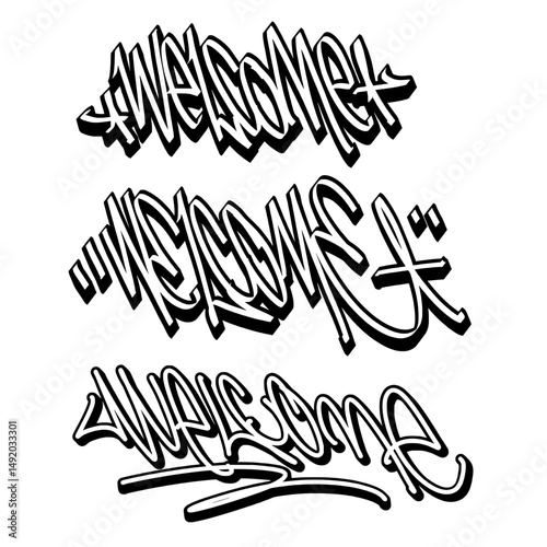 vector greeting in graffiti writing style