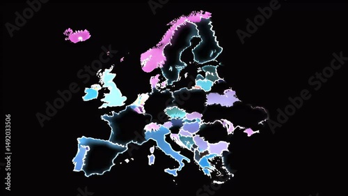 Luminous Europe: A Colorful Continental Map