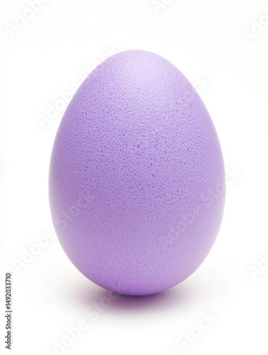 Single purple egg on white background studio shot close up easter decoration spring holiday food ingredient simple clean design