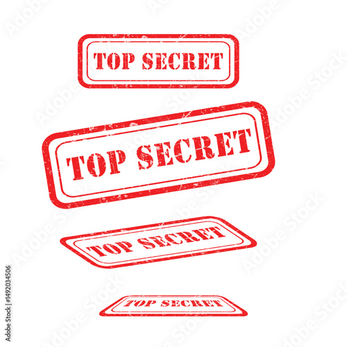 Top Secret Red Stamp Set – Vintage Rubber Stamps with Top Secret Label