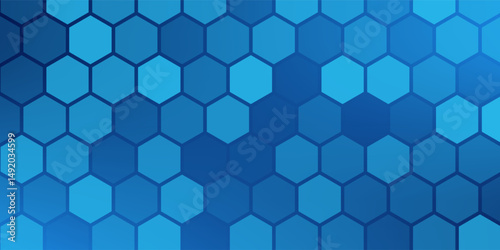 abstract futuristic hexagon science technology on blue background. vector illustration hexagon line and dot design wallpaper.
