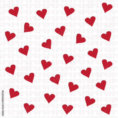 Valentine Day Red heart outline heart for a seamless pattern.