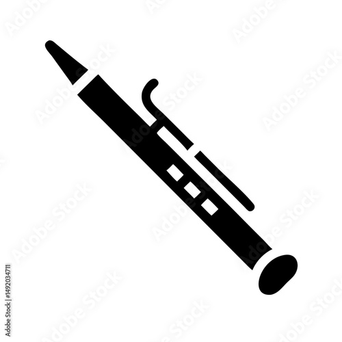 Bassoon icon, black silhouette, musical instrument symbol for website design