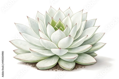 Isolated against white, a beautiful white lotus water lily, an aquatic nature plant, showcases its delicate petals in bloom