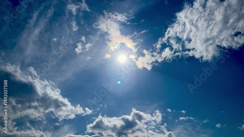 青空と太陽と迫る暗雲　タイムラプス