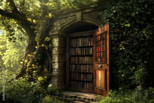 A librarian discovers a secret door that leads to a library of unwritten books.
