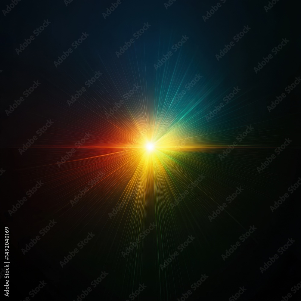 Obraz premium Colorful light burst on dark background radiating outward in a starburst pattern abstract design graphic resource