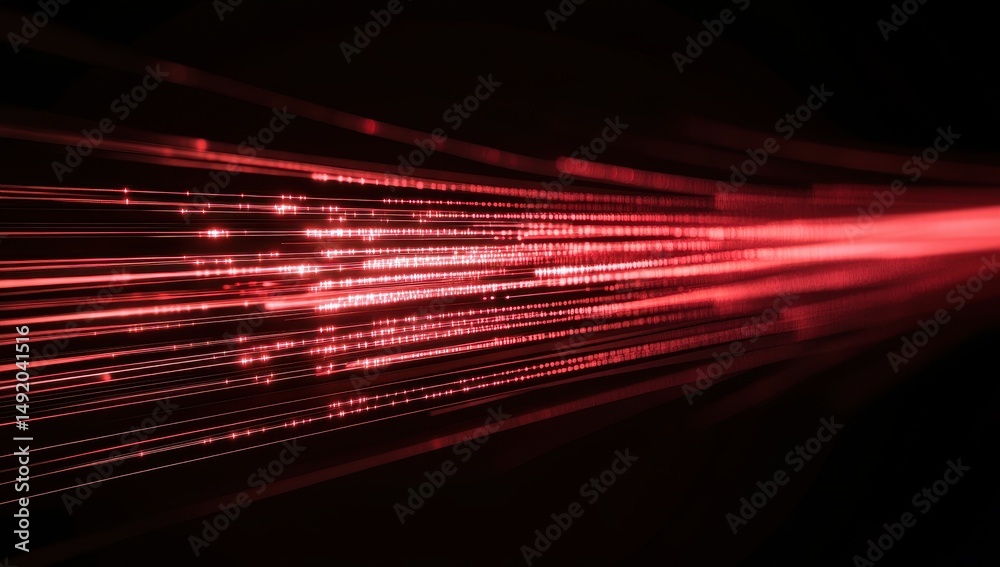 Fototapeta premium Red digital code streaks across dark background