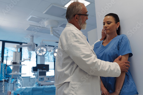 Konstfotografi Inappropriate behavior between senior doctor and female nurse