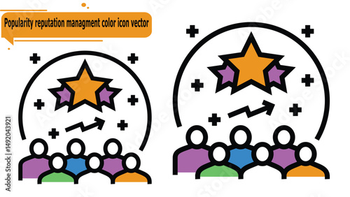  Popularity reputation managment color icon vector