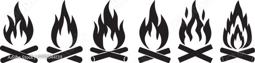 vector illustration of a silhouette of Campfire Icons set 