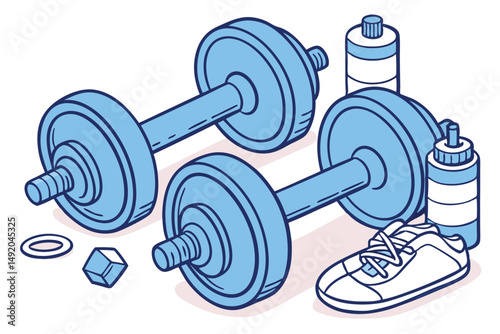 38 blue dumbbells,fitness equipment,sport equipment,weightlifting,workout,gym,exercise,health and wellness