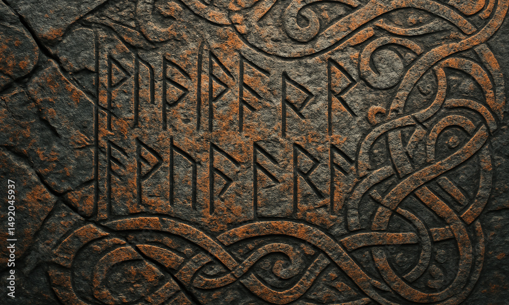 Obraz premium Ancient Rune Stone Erosion Texture – AI Generated