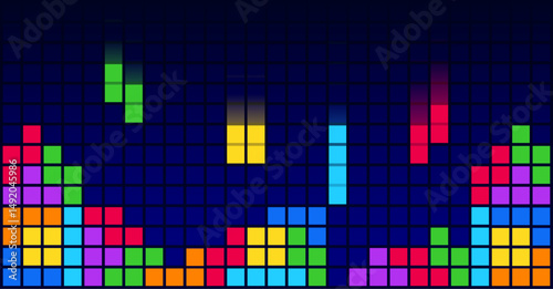 Brick blocks puzzle videogame theme vector background