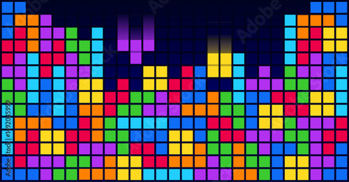 Brick blocks puzzle videogame theme vector background