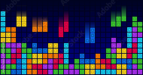 Brick blocks puzzle videogame theme vector background