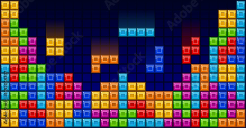 Brick blocks puzzle videogame theme vector background