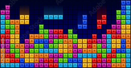 Brick blocks puzzle videogame theme vector background