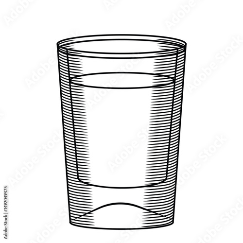 Shot glass with strong drink vector illustration in sketch style. Hand drawn illustration of tequila or vodka serving on isolated background. Liqueur and aperitif line art.