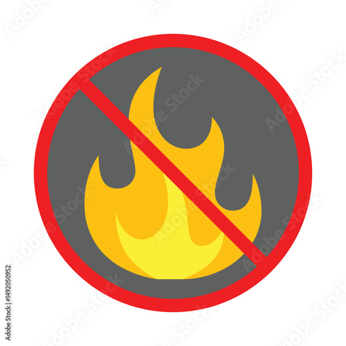 No fire sign with red circle and slash on a white background