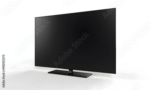 modern black TV screen isolated on white background