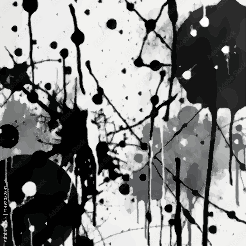  Grungy paint splatter texture, monochrome abstract noise, expressive and bold