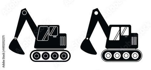 Two excavator icons isolated on a white background