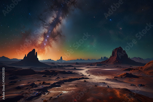 Outer space view of a fantasy alien planet