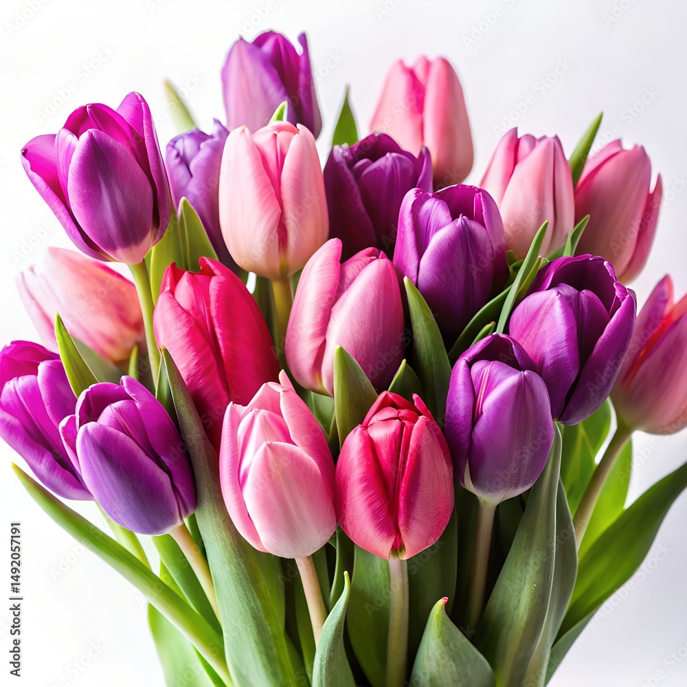 Obraz premium pink tulips on white background