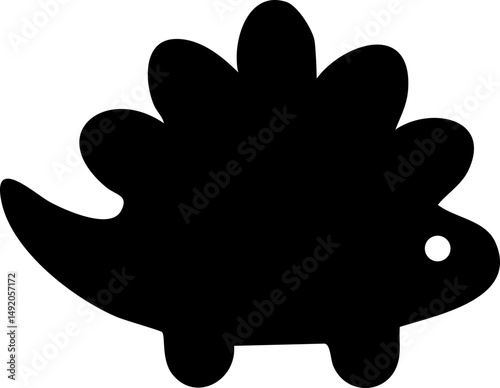 Black solid dino silhouette cute vector icon