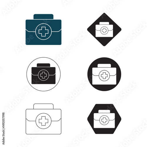 First Aid Kit icon, Compact Medical Kit for Home, Travel & Workplace Safety, Essential First Aid Kit for Emergency Preparedness, Sheet, vector