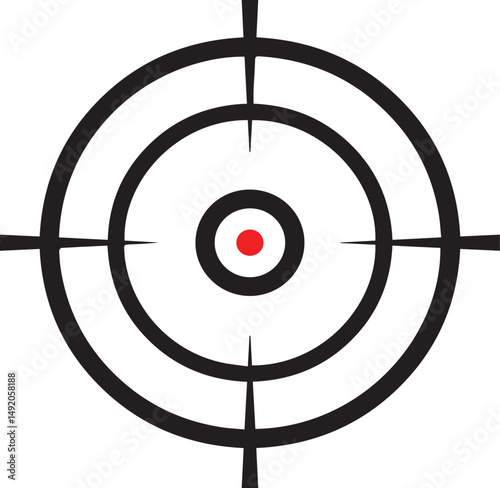 Bullseye Focus: A simple, yet bold, illustration of a target reticle, its concentric circles and crosshairs converging on a central dot, symbolizing precision, focus, and strategic vision.