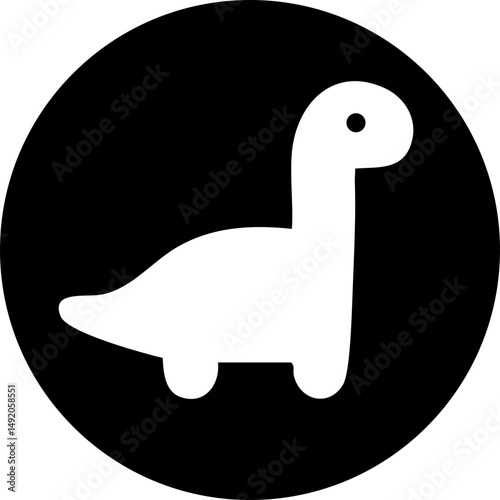 Black solid dino silhouette cute vector icon isolated